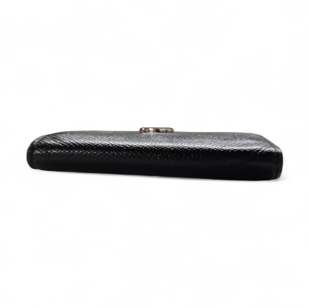 BVLGARI Leather Keyholder Wallet In Black Leather And Silver